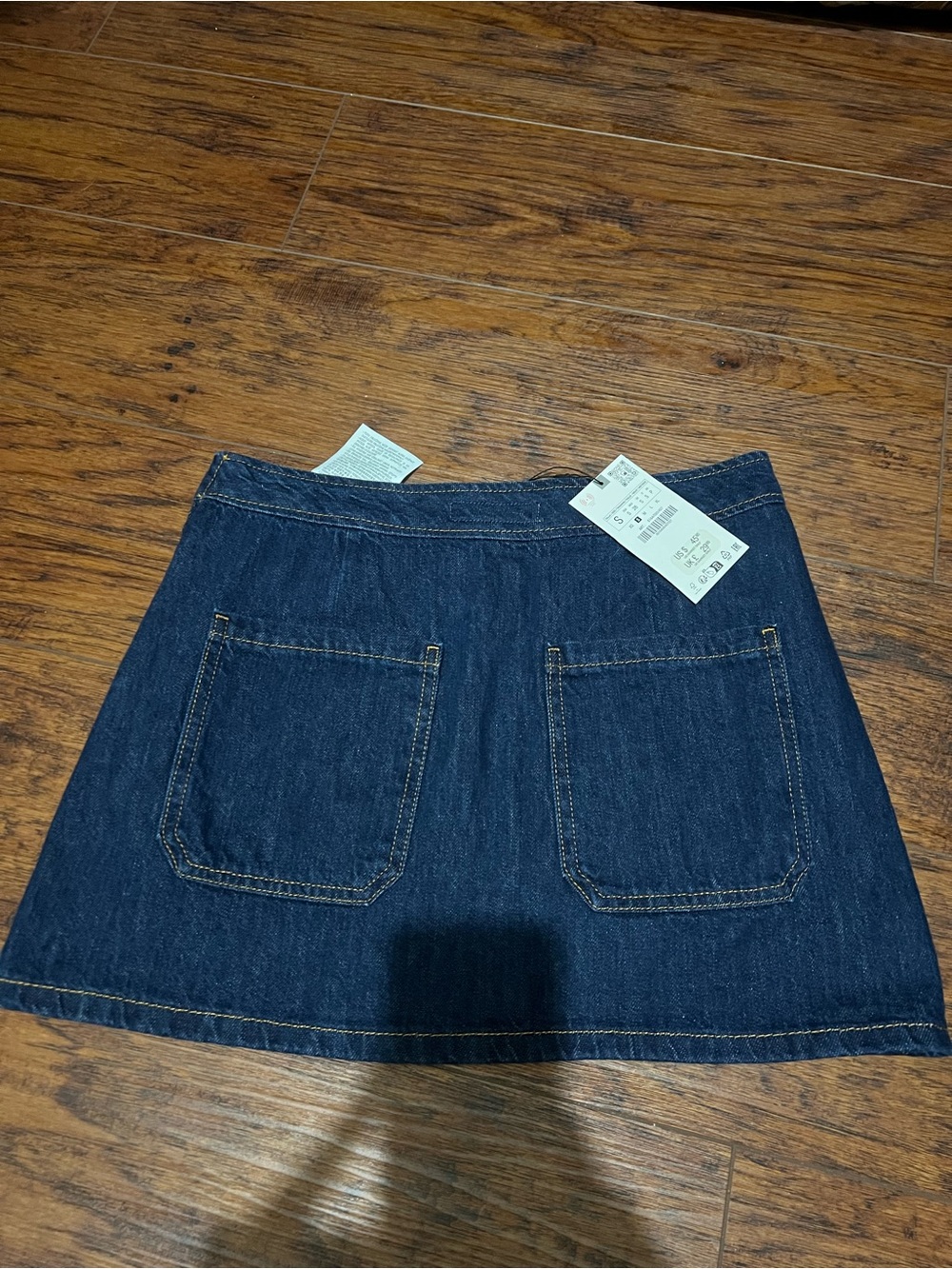 Zara Navy Denim Pocket Mini Skirt